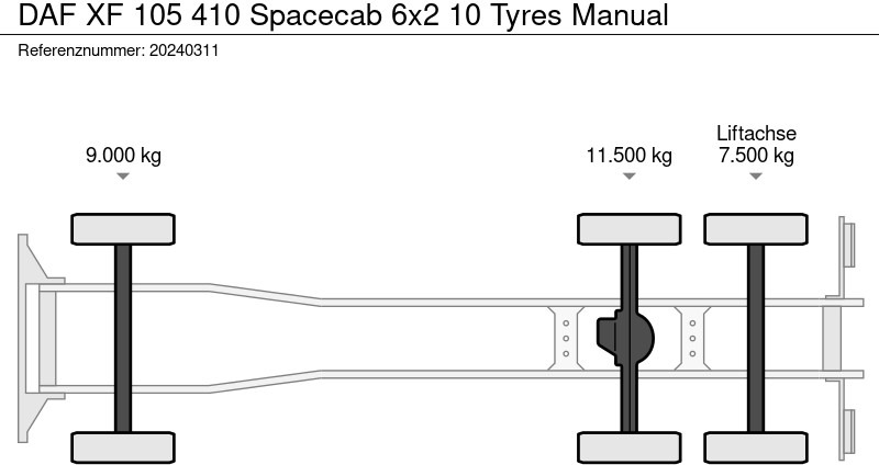 Caminhão com sistema de cabo DAF XF 105 410 Spacecab 6x2 10 Tyres Manual: foto 6