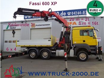 Camião de caixa aberta/ Plataforma MAN TGA 26.480 6x4 Fassi 600 + FB 20,6m - 1.910 kg: foto 1