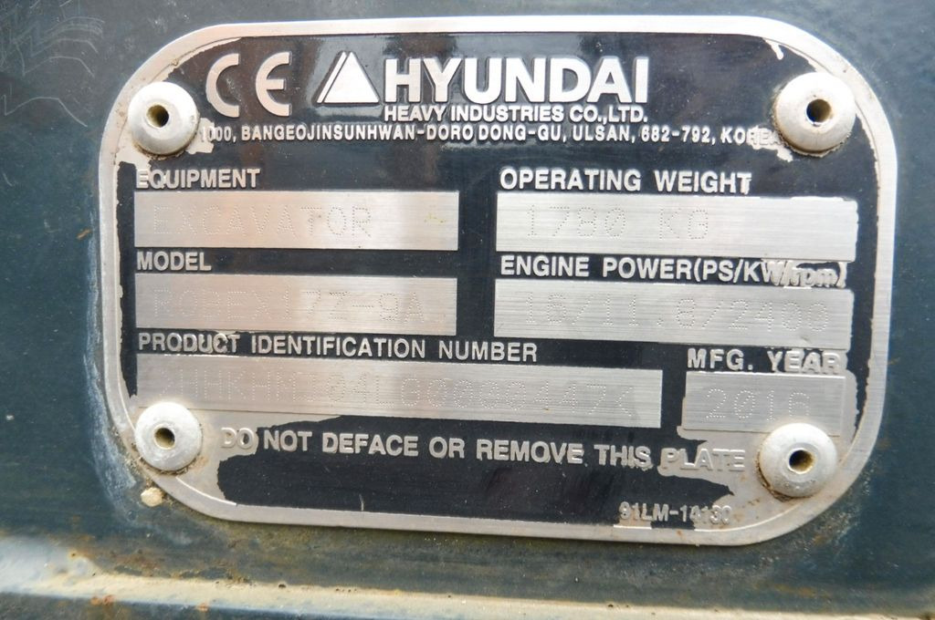 Mini escavadeira Hyundai Robex 17: foto 6