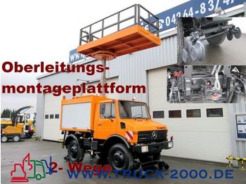 UNIMOG 424 4x4 Zweiwege Hubarbeitsbühne Strom/Oberleitg - Plataforma aérea