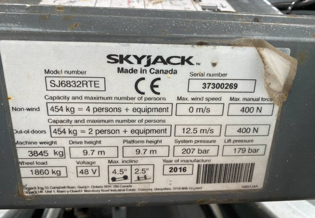 Plataforma de Tijera/ Plataforma de tesoura SkyJack SJ6832 RTE Electric 4x4 Scissor Work Lift 1175cm: foto 10