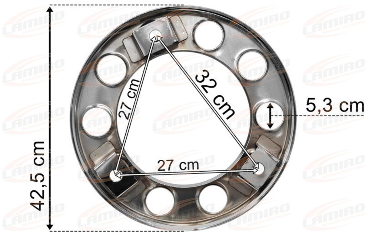 Jantes e pneus de Caminhão nuevo Wheel cover, 10 holes, stainless steel 22,5 inch / 3 mountings: foto 2