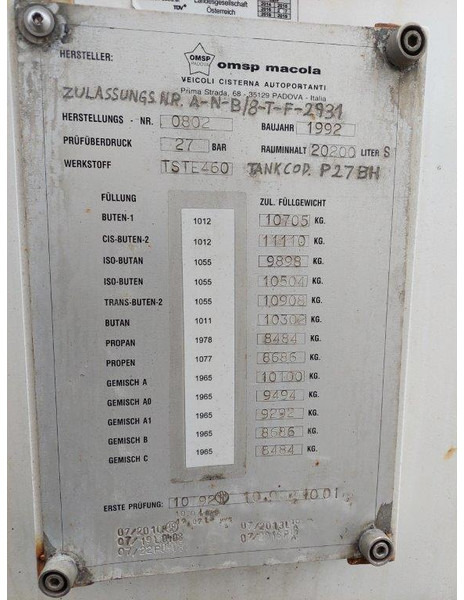 OMSP Macola Tanktrailer 20.200 Liter lpg Gas, Gaz, LPG, GPL, Propane, Butane tank ID 3.135 - Semirreboque tanque: foto 5