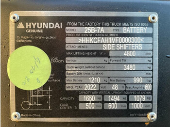 Hyundai 25B-7A 2.5 ton Triplex Freelift Sideshift Elektra Heftruck Nieuw - Empilhadeira elétrica: foto 4