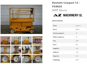 Plataforma de Tijera/ Plataforma de tesoura HAULOTTE Compact 12