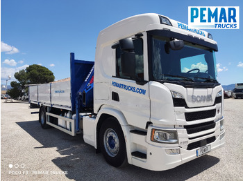 Camião de caixa aberta/ Plataforma, Caminhão grua SCANIA P 370 4X2 GRUA CAJA FIJA: foto 4
