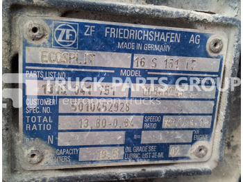 Caixa de câmbio de Caminhão ZF ECOSPLIT 16S151 with retarder 5010452926 gearbox: foto 2
