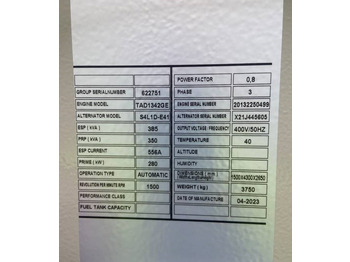 Gerador elétrico nuevo Volvo TAD1342GE - 385 kVA Generator - DPX-18878.1: foto 4
