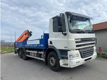 Camião de caixa aberta/ Plataforma, Caminhão grua DAF CF 85.410 Flatbed + Crane Palfinger PK13002: foto 1