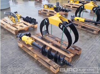 Equipamento de Escavadeira Unused JPC 200mm Hydraulic Auger Flight & Drive 25mm Pin to suit Mini Excavator, Hydraulic Rotating Wood Grab to suit Crane: foto 3