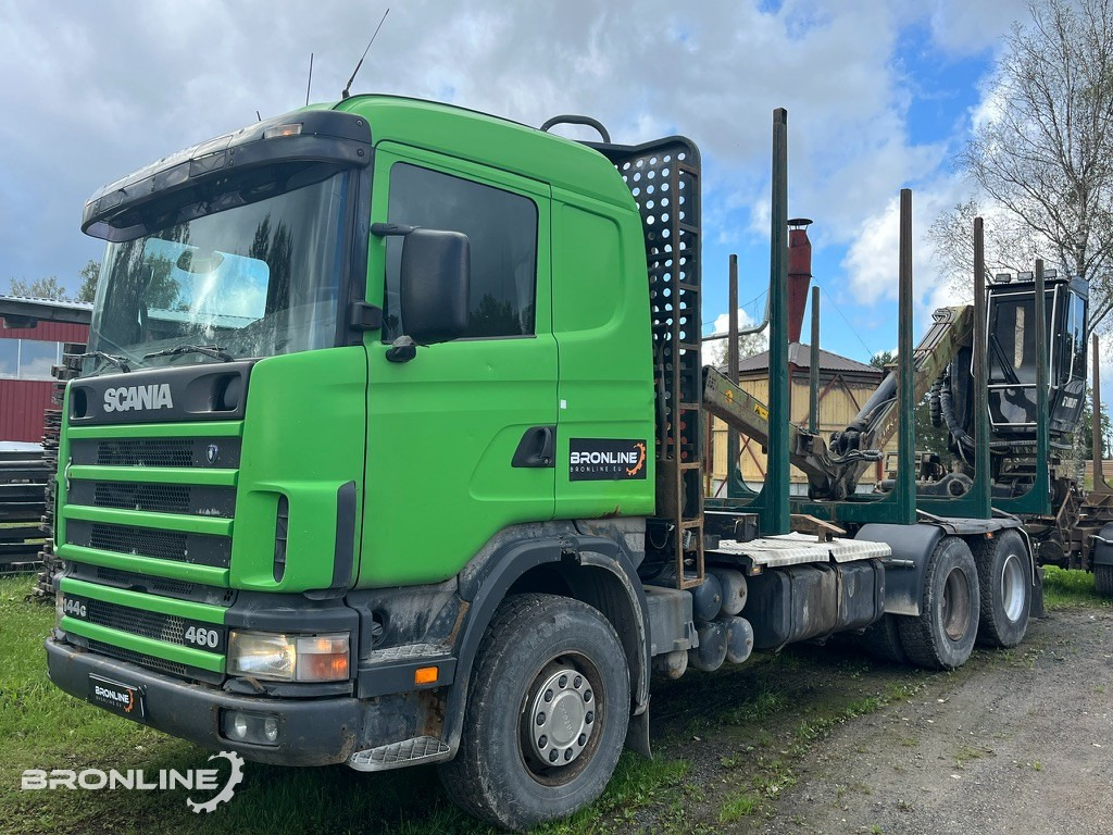 2001 Scania R144 6x4 Loglift + 1997 Närko TP3-RT-280 - Caminhão florestal, Caminhão grua: foto 1 2001 Scania R144 6x4 Loglift + 1997 Närko TP3-RT-280 - Caminhão florestal, Caminhão grua: foto 1