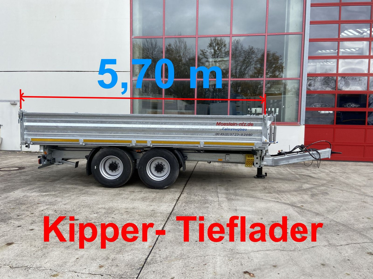 Möslein 14 t Kipper Tieflader 5,70 m lang, Breite Reife - Reboque basculante: foto 1 Möslein 14 t Kipper Tieflader 5,70 m lang, Breite Reife - Reboque basculante: foto 1