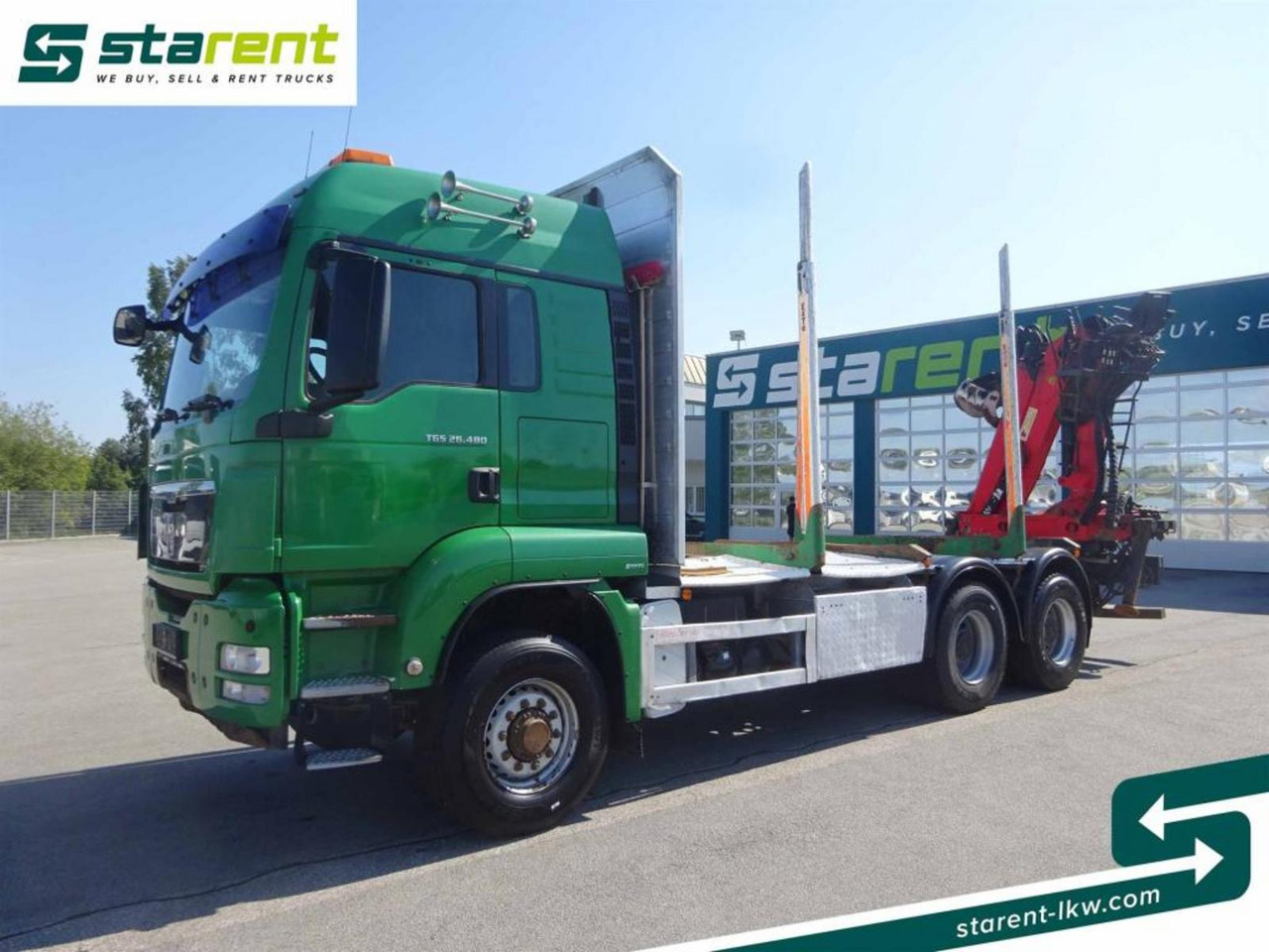 MAN TGS 26.480 6x6 Holzaufbau mit Kran, Palfinger 120Z - Caminhão florestal: foto 1 MAN TGS 26.480 6x6 Holzaufbau mit Kran, Palfinger 120Z - Caminhão florestal: foto 1