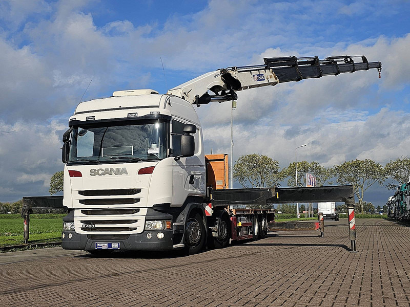 Scania R490 - Camião de caixa aberta/ Plataforma, Caminhão grua: foto 1 Scania R490 - Camião de caixa aberta/ Plataforma, Caminhão grua: foto 1