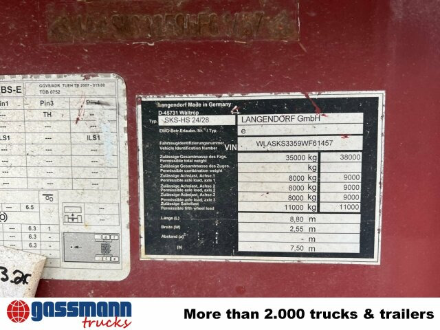 Langendorf SKS-HS 24/28, Stahlmulde ca. 24m³, Liftachse - Semireboque basculante: foto 2 Langendorf SKS-HS 24/28, Stahlmulde ca. 24m³, Liftachse - Semireboque basculante: foto 2