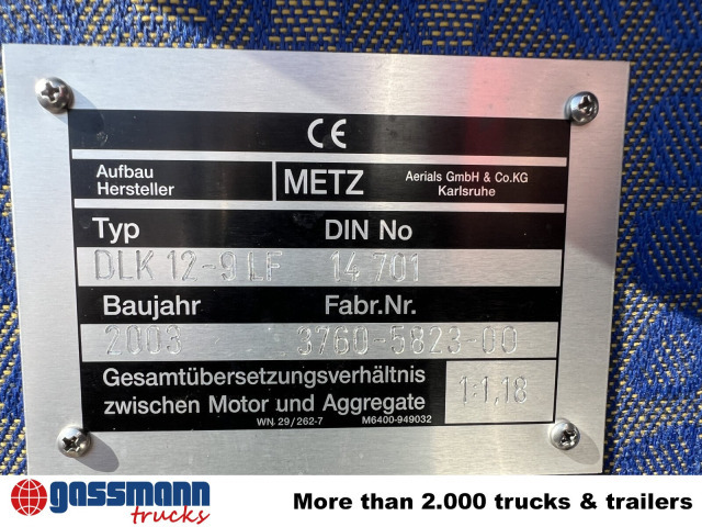 MAN LE 15.255 4x2 LLC Doka, Metz DLA-K 12/9 - Carro de bombeiro: foto 4 MAN LE 15.255 4x2 LLC Doka, Metz DLA-K 12/9 - Carro de bombeiro: foto 4