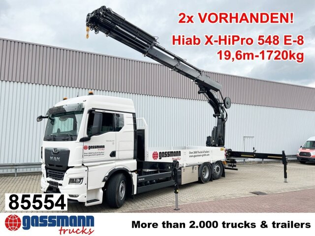 MAN TGX 26.510 6x2-4 LL, Kran Hiab X-HiPro 548 E-8, - Camião de caixa aberta/ Plataforma, Caminhão grua: foto 1 MAN TGX 26.510 6x2-4 LL, Kran Hiab X-HiPro 548 E-8, - Camião de caixa aberta/ Plataforma, Caminhão grua: foto 1
