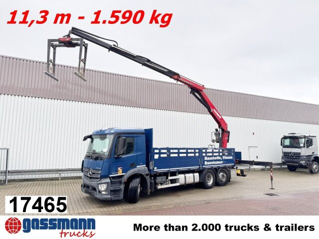 Mercedes-Benz Antos 2540 L 6x2, Lenkachse, HMF 2110-L3 - Camião de caixa aberta/ Plataforma, Caminhão grua: foto 1 Mercedes-Benz Antos 2540 L 6x2, Lenkachse, HMF 2110-L3 - Camião de caixa aberta/ Plataforma, Caminhão grua: foto 1