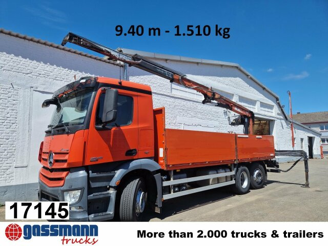 Mercedes-Benz Arocs 2545 L/6x2/4, Atlas Kran, 145.2-A19 VB, - Camião de caixa aberta/ Plataforma, Caminhão grua: foto 1 Mercedes-Benz Arocs 2545 L/6x2/4, Atlas Kran, 145.2-A19 VB, - Camião de caixa aberta/ Plataforma, Caminhão grua: foto 1