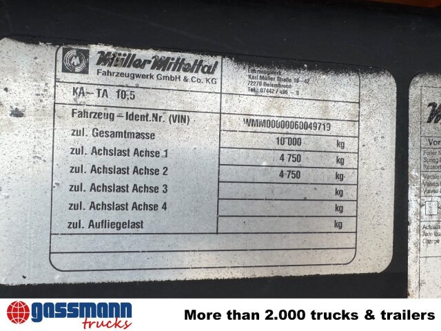 Müller-Mitteltal KA-TA 10.5C, Ex-Stadtverwaltung - Reboque basculante: foto 2 Müller-Mitteltal KA-TA 10.5C, Ex-Stadtverwaltung - Reboque basculante: foto 2