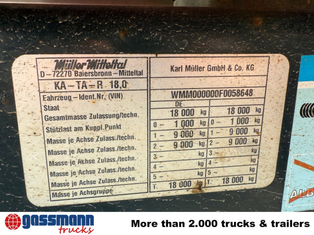 Müller-Mitteltal KA-TA-R 18.0, Alu-Bordwände, ca. 10m³ - Reboque basculante: foto 2 Müller-Mitteltal KA-TA-R 18.0, Alu-Bordwände, ca. 10m³ - Reboque basculante: foto 2