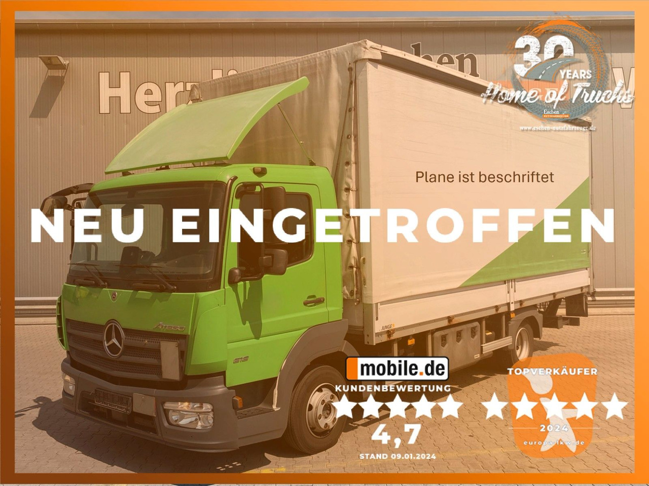 Mercedes-Benz Atego 818 | MBB LBW 1,00to.*Edscha*2x Gardine*AC - Caminhão com lona: foto 1 Mercedes-Benz Atego 818 | MBB LBW 1,00to.*Edscha*2x Gardine*AC - Caminhão com lona: foto 1