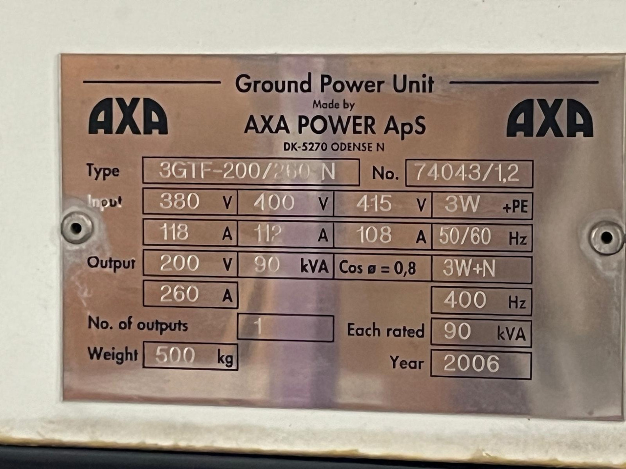 Axa Power - 90kva 3GTF-200/260N Hangar Use - Unidade de energia terrestre: foto 2 Axa Power - 90kva 3GTF-200/260N Hangar Use - Unidade de energia terrestre: foto 2