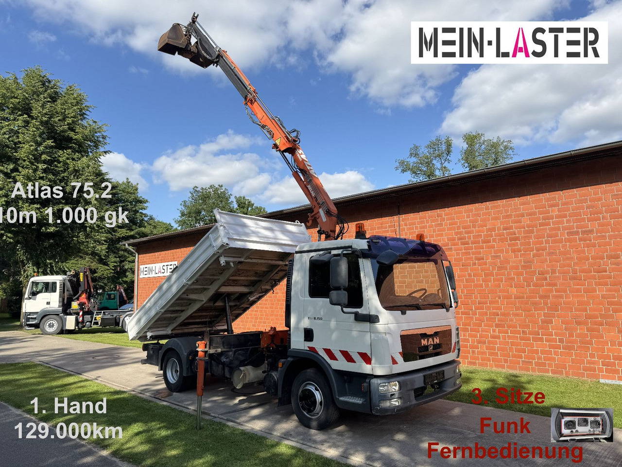 MAN TGL 8.150 3 S-Kipper Atlas 75 10m -1t. Funk FB - Furgão basculante: foto 1 MAN TGL 8.150 3 S-Kipper Atlas 75 10m -1t. Funk FB - Furgão basculante: foto 1