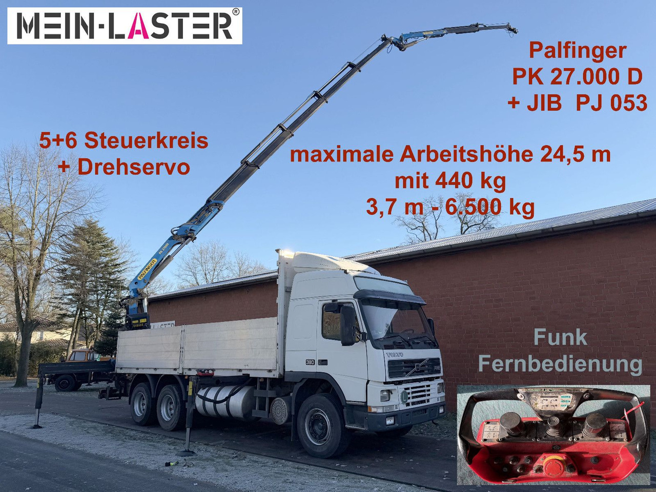 Volvo FM12 380 PK 27000D 24,5m 5+6 Deutscher LKW - Caminhão grua: foto 1 Volvo FM12 380 PK 27000D 24,5m 5+6 Deutscher LKW - Caminhão grua: foto 1