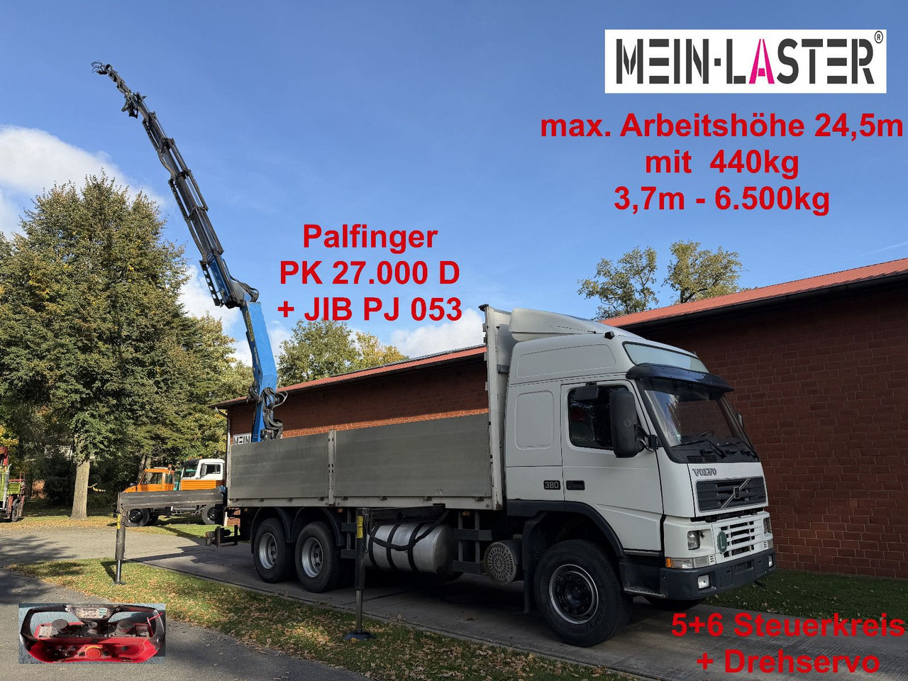 Volvo FM12 380 PK 27000D 24,5m 5+6 Deutscher LKW - Caminhão grua: foto 1 Volvo FM12 380 PK 27000D 24,5m 5+6 Deutscher LKW - Caminhão grua: foto 1