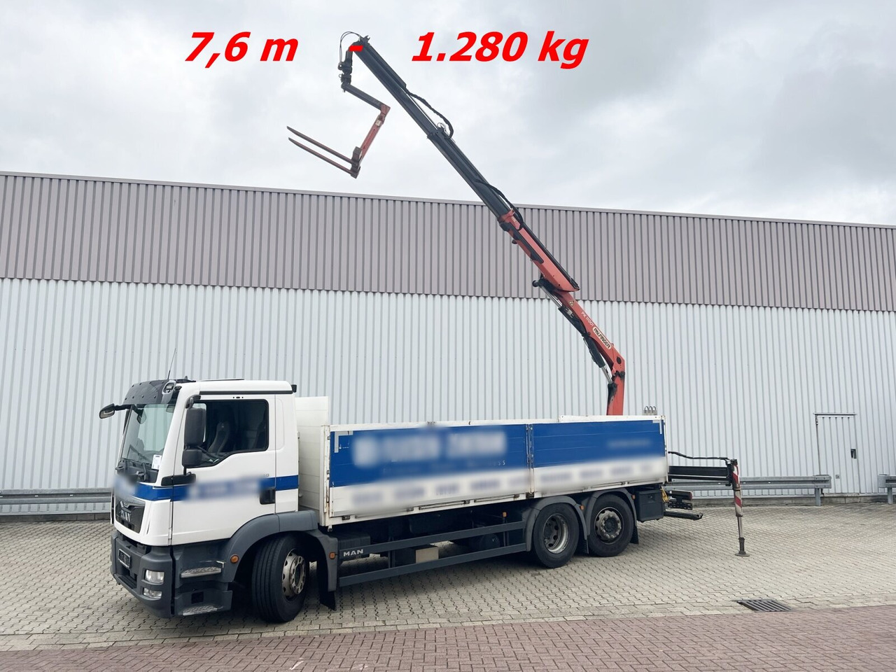 MAN TGM 26.340 6X2-4 LL TGM 26.340 6X2-4 LL, Lenk-/Liftachse, Heckkran Palfinger PK 11001, faltbar - Caminhão grua, Camião de caixa aberta/ Plataforma: foto 1 MAN TGM 26.340 6X2-4 LL TGM 26.340 6X2-4 LL, Lenk-/Liftachse, Heckkran Palfinger PK 11001, faltbar - Caminhão grua, Camião de caixa aberta/ Plataforma: foto 1