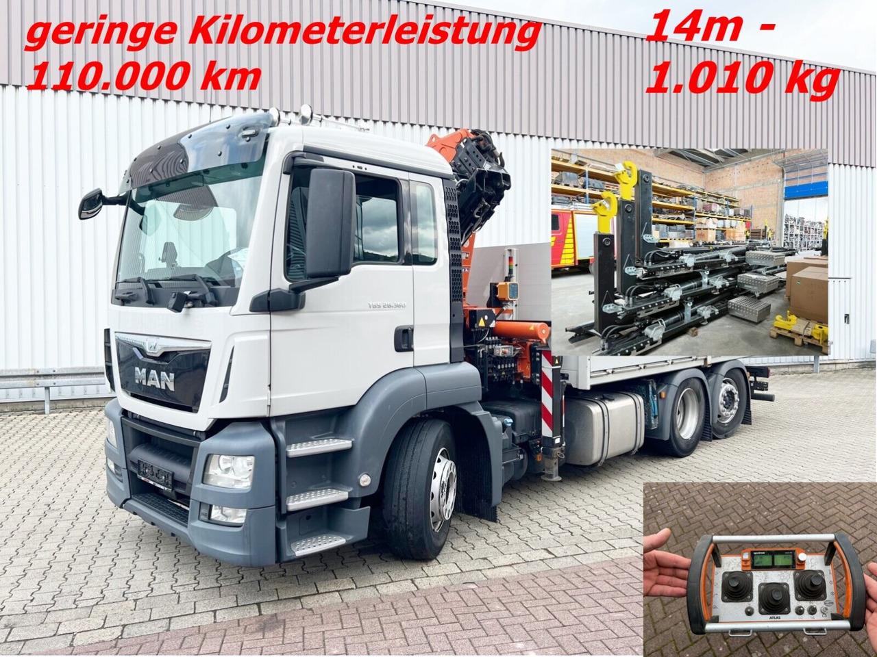 MAN TGS 26.360/400 6x2-4 BL TGS 26.360/400 6x2-4 BL, Lenk-/Lift, Kran Atlas AK 206.3E A5, Funk - Caminhão polibenne, Caminhão grua: foto 1 MAN TGS 26.360/400 6x2-4 BL TGS 26.360/400 6x2-4 BL, Lenk-/Lift, Kran Atlas AK 206.3E A5, Funk - Caminhão polibenne, Caminhão grua: foto 1