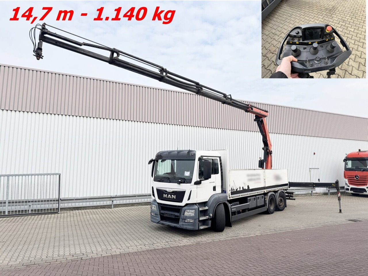 MAN TGS 26.400 6x2-4 LL TGS 26.400 6x2-4 LL, Navi, Lenk-/Liftachse, Heckkran Palfinger PK23002-SH D, Funk - Caminhão grua: foto 1 MAN TGS 26.400 6x2-4 LL TGS 26.400 6x2-4 LL, Navi, Lenk-/Liftachse, Heckkran Palfinger PK23002-SH D, Funk - Caminhão grua: foto 1