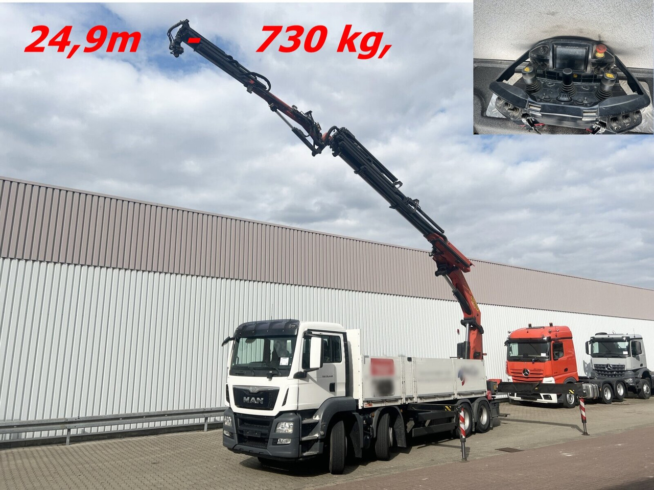 MAN TGS 35.440 8x4 BL TGS 35.440 8x4 BL, Navi, Heckkran Palfinger PK42002 SH-F + Jip PJ 060 B, 24,9m-730kg, Funk - Caminhão grua, Camião de caixa aberta/ Plataforma: foto 1 MAN TGS 35.440 8x4 BL TGS 35.440 8x4 BL, Navi, Heckkran Palfinger PK42002 SH-F + Jip PJ 060 B, 24,9m-730kg, Funk - Caminhão grua, Camião de caixa aberta/ Plataforma: foto 1