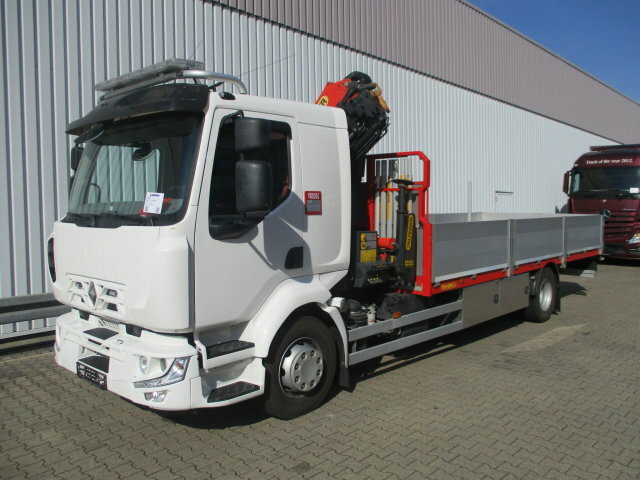 Renault Midlum 220 DXi 4x2 Midlum 220 DXi 4x2 mit Kran Palfinger PK 11001 - Caminhão grua, Camião de caixa aberta/ Plataforma: foto 1 Renault Midlum 220 DXi 4x2 Midlum 220 DXi 4x2 mit Kran Palfinger PK 11001 - Caminhão grua, Camião de caixa aberta/ Plataforma: foto 1