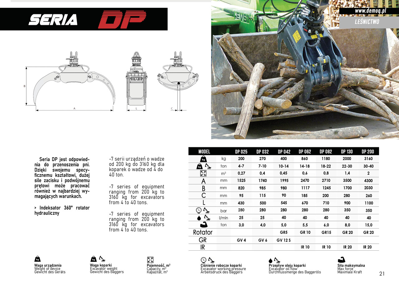 DEMOQ DP082 Log Grab 1180 kg - Garra de Máquina de construção: foto 3 DEMOQ DP082 Log Grab 1180 kg - Garra de Máquina de construção: foto 3