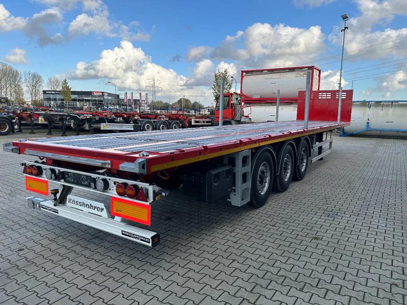 Kässbohrer NEU Heavy-Duty Platform, Heckbündig, Twistlocks (1x 40FT / 2x 20FT), ADR (EX/II, EX/III, FL, AT), Rungtasschen, Scheibebremsen - Semi-reboque plataforma/ Caixa aberta: foto 3 Kässbohrer NEU Heavy-Duty Platform, Heckbündig, Twistlocks (1x 40FT / 2x 20FT), ADR (EX/II, EX/III, FL, AT), Rungtasschen, Scheibebremsen - Semi-reboque plataforma/ Caixa aberta: foto 3
