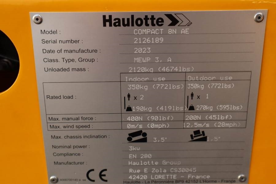 Haulotte Compact 8N Valid inspection, *Guarantee! 8m Workin - Plataforma de Tijera/ Plataforma de tesoura: foto 5 Haulotte Compact 8N Valid inspection, *Guarantee! 8m Workin - Plataforma de Tijera/ Plataforma de tesoura: foto 5