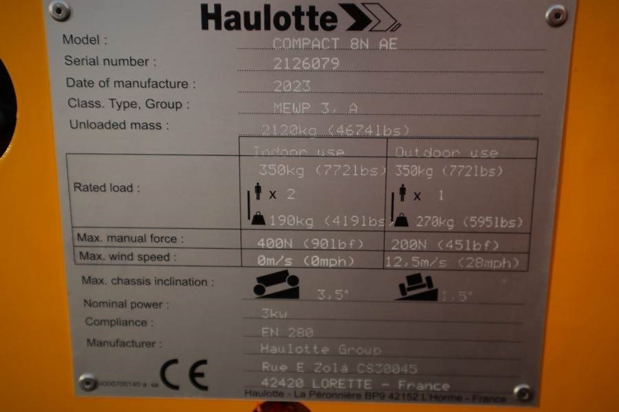 Plataforma de Tijera/ Plataforma de tesoura Haulotte Compact 8N Valid inspection, *Guarantee! 8m Workin: foto 16