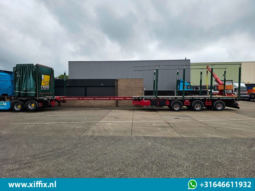 Semi-reboque plataforma/ Caixa aberta Meusburger 3-ass. Vlakke dubbel 2x uitschuifbare oplegger met huifopbouw / 3x ge: foto 16