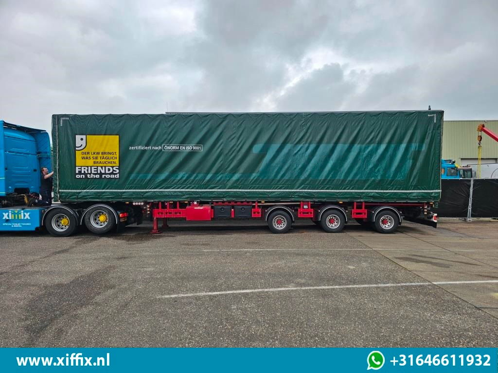 Semi-reboque plataforma/ Caixa aberta Meusburger 3-ass. Vlakke dubbel 2x uitschuifbare oplegger met huifopbouw / 3x ge: foto 14