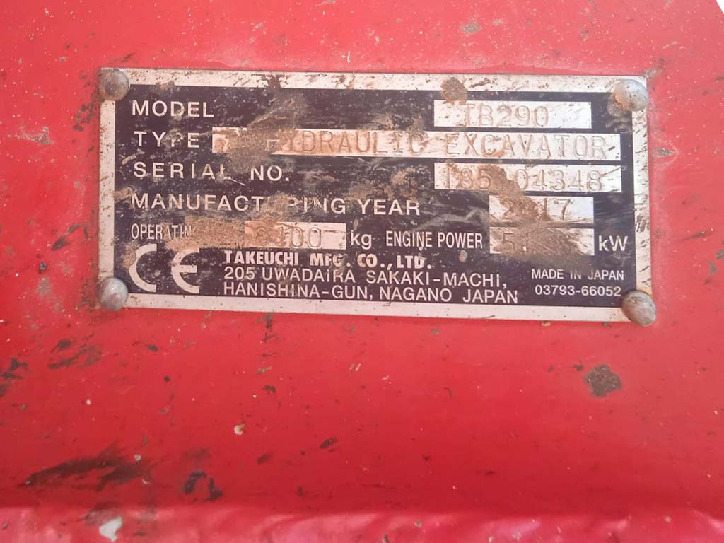 Mini escavadeira TAKEUCHI TB290: foto 19