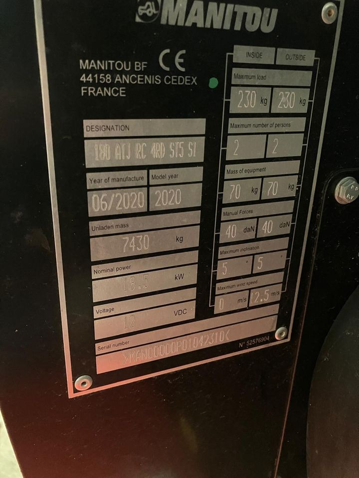 Plataforma articulada Manitou Arbeitsbühne 180 ATJ Unfallschaden Teleskopbühne: foto 7
