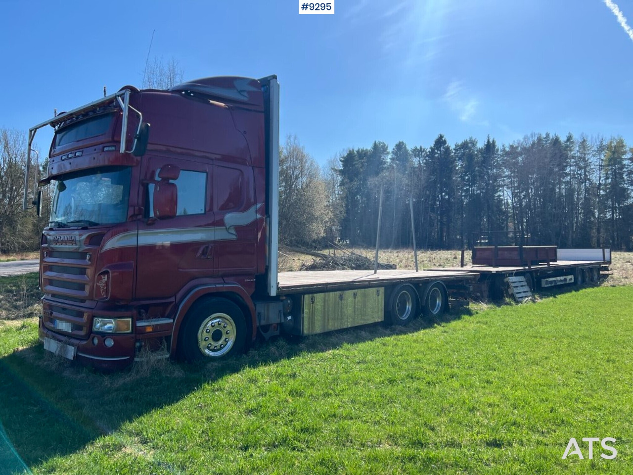 SCANIA R480 LB with flatbed, trailer and dolly REP. OBJECT - Camião de caixa aberta/ Plataforma: foto 1 SCANIA R480 LB with flatbed, trailer and dolly REP. OBJECT - Camião de caixa aberta/ Plataforma: foto 1