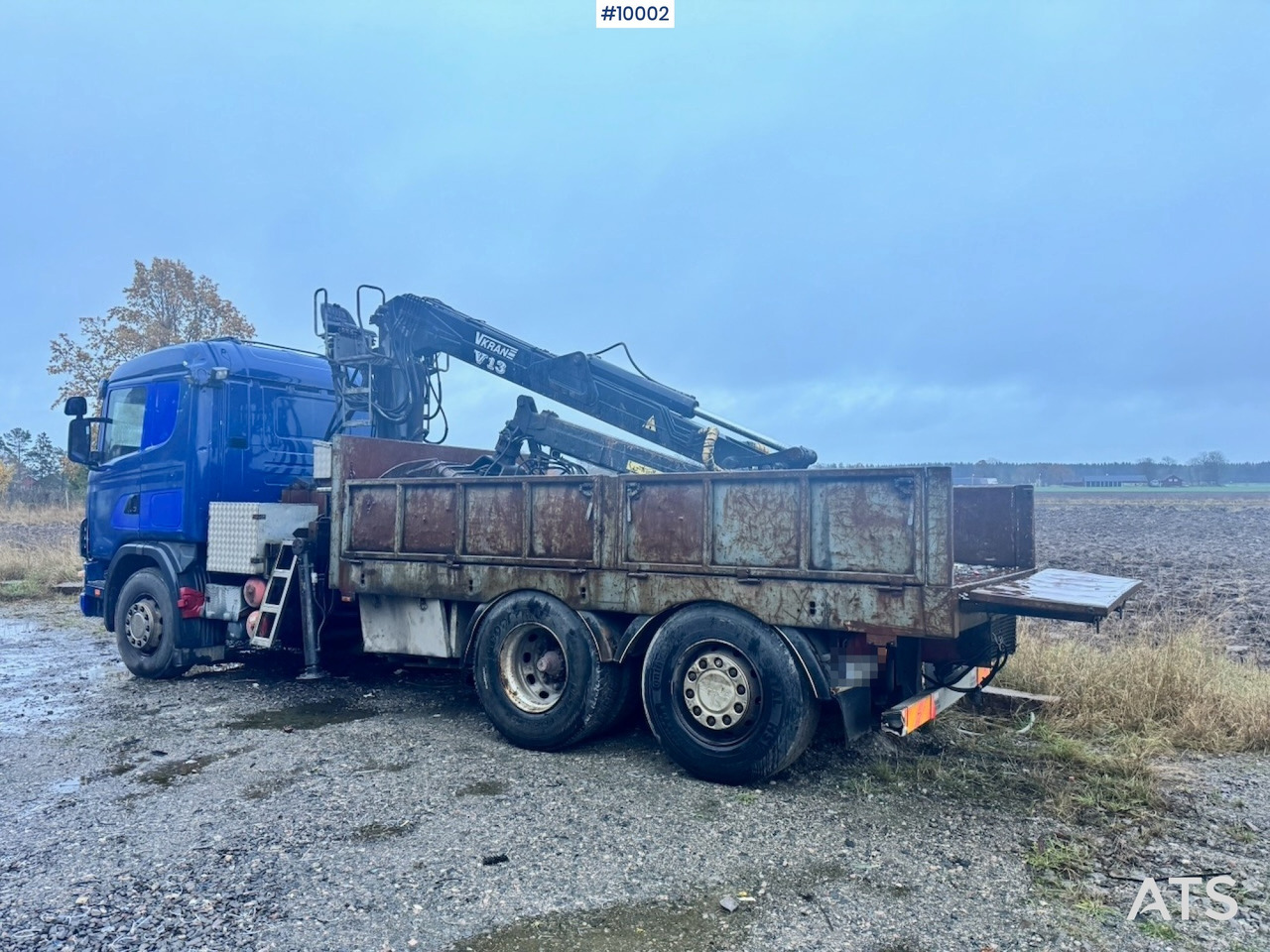 Scania R124 6x2 Flatbed truck with timber crane - Camião de caixa aberta/ Plataforma, Caminhão grua: foto 3 Scania R124 6x2 Flatbed truck with timber crane - Camião de caixa aberta/ Plataforma, Caminhão grua: foto 3