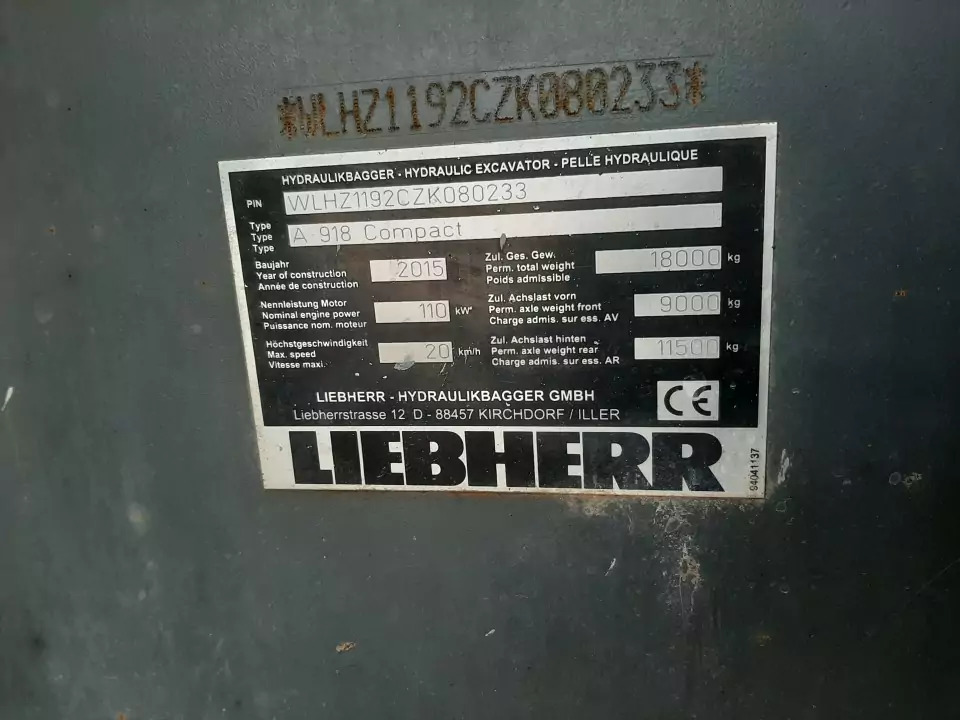 Escavadeira de rodas 2015 Liebherr A 918Compact: foto 8