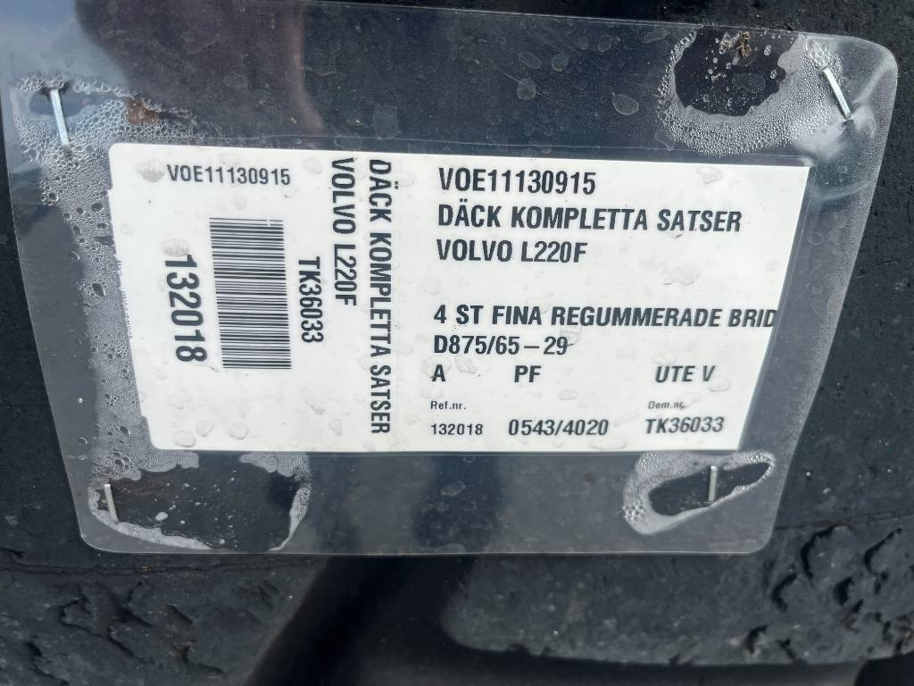 Bridgestone Regummerade 875/65R29 på Volvo L220 fälg - Roda completa: foto 3 Bridgestone Regummerade 875/65R29 på Volvo L220 fälg - Roda completa: foto 3