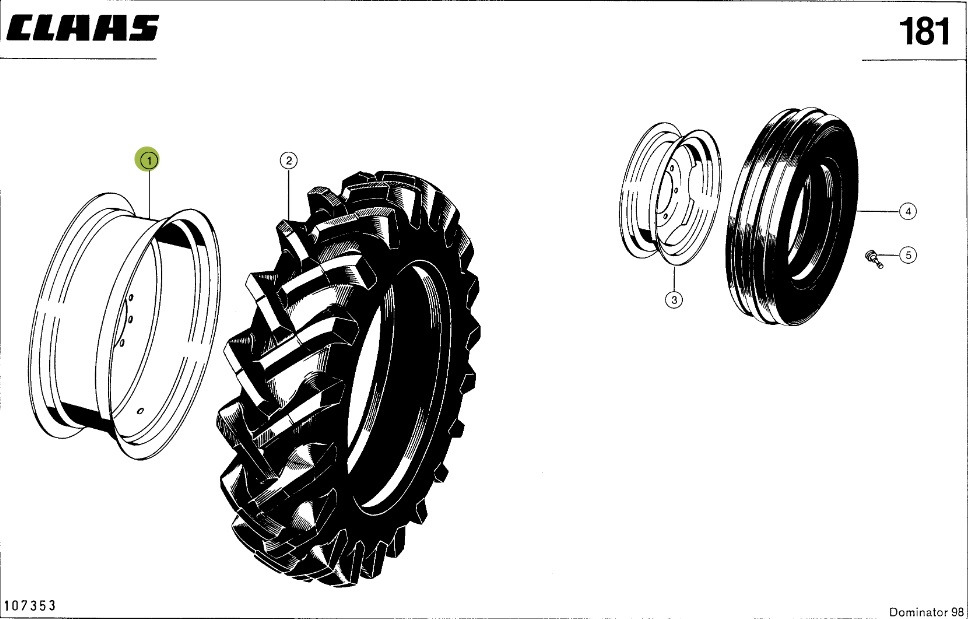 Claas Dominator 98 - koło felga 0006058511 - Jante de Máquina agrícola: foto 1 Claas Dominator 98 - koło felga 0006058511 - Jante de Máquina agrícola: foto 1