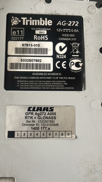 Claas GPS Pilot AG 272 , Trimble AG 272 , RTK - Sistema de navegação de Máquina agrícola: foto 2 Claas GPS Pilot AG 272 , Trimble AG 272 , RTK - Sistema de navegação de Máquina agrícola: foto 2