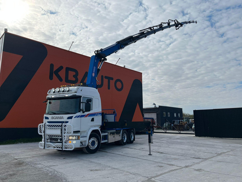 Scania G 490 6x2 HMF 5020 K6 + JIB / RETARDER - Camião de caixa aberta/ Plataforma, Caminhão grua: foto 1 Scania G 490 6x2 HMF 5020 K6 + JIB / RETARDER - Camião de caixa aberta/ Plataforma, Caminhão grua: foto 1